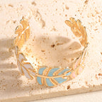 Women Open Bangle in Elegant Leaf Design Hapa Style