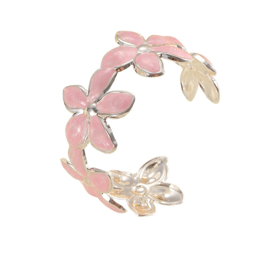 Ladies Open Bangle with Artistic Flower Design Hapa Style