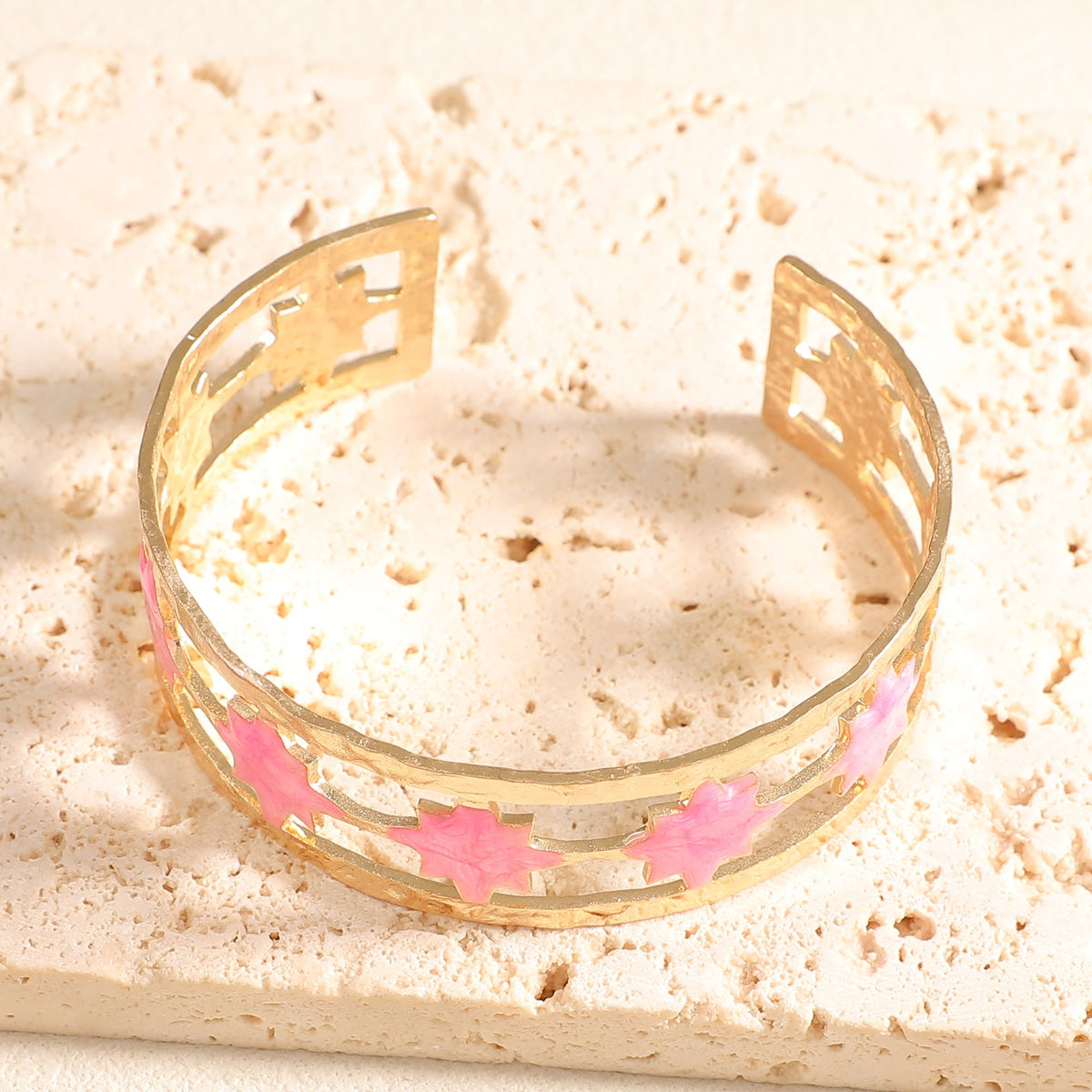 Women's Open Bangle with Elegant Leaf Design Hapa Style
