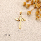 Ladies cross pendant with heart-shaped design and sparkling accents Hapa Style