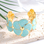 Ladies cuff bracelet with elaborate flower pattern Hapa Style