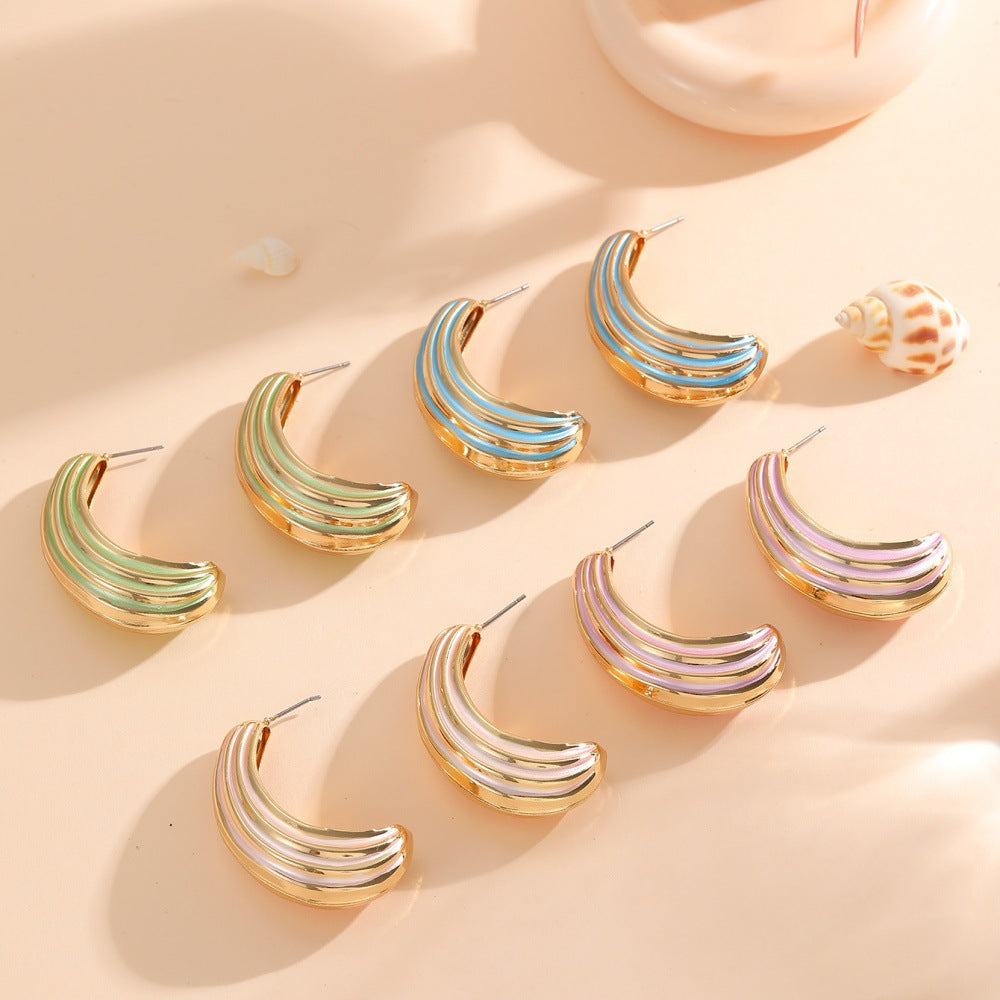 Women Hanging Earrings with Luxurious Gold and Pink Finish Hapa Style