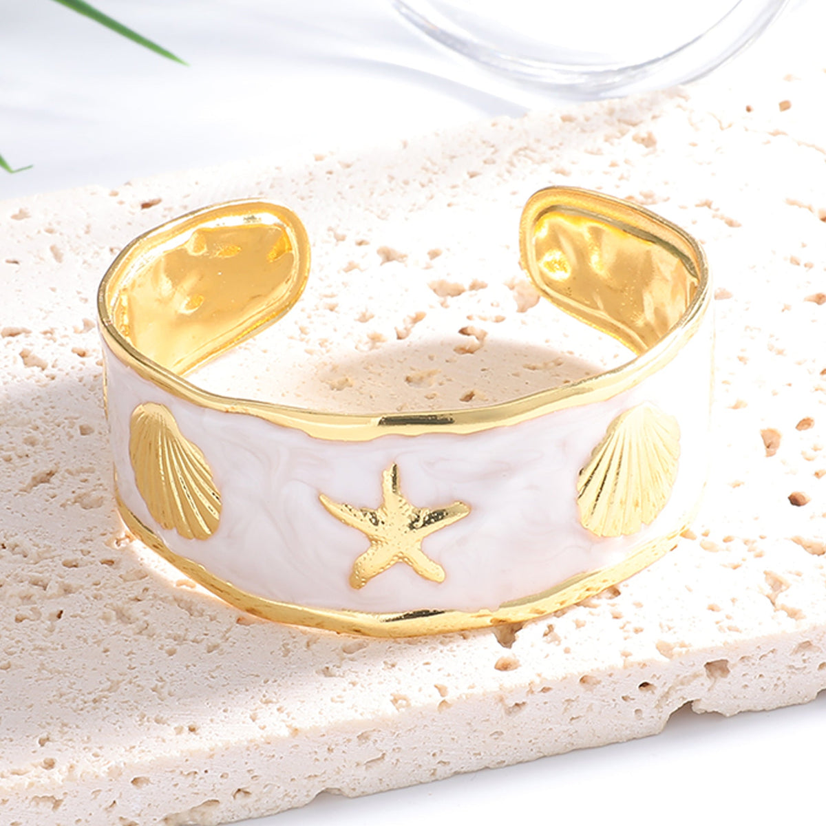 Women's Bangle with Maritime Shell and Starfish Design Hapa Style