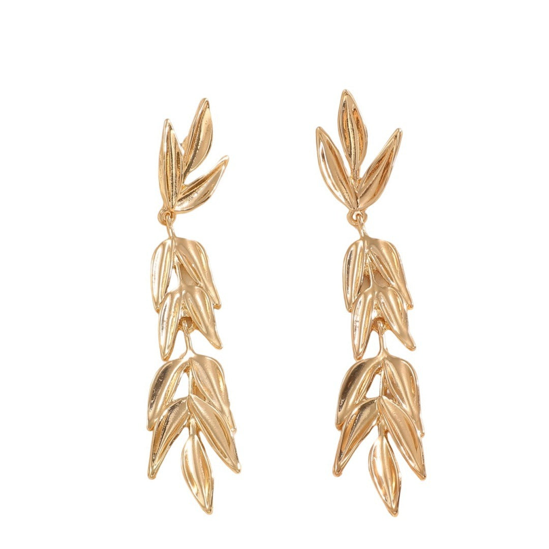 Women's Hanging Earrings with Elegant Leaf Design Hapa Style