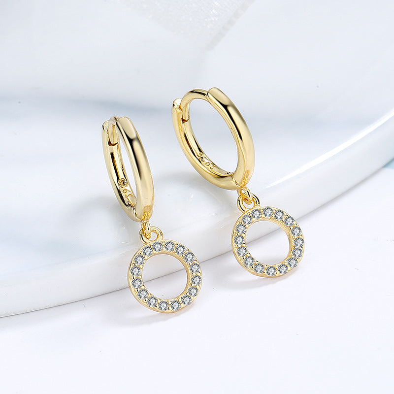 Women's earrings with sparkling circle pendant Hapa Style