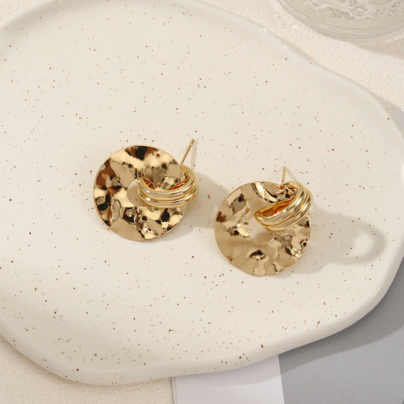 Women's elegant earrings with rustic, folded design Hapa Style