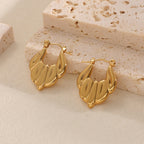 Women's Hanging Earrings with Integrated, Textured Design Hapa Style