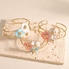 Women's bangle with elaborate floral design Hapa Style