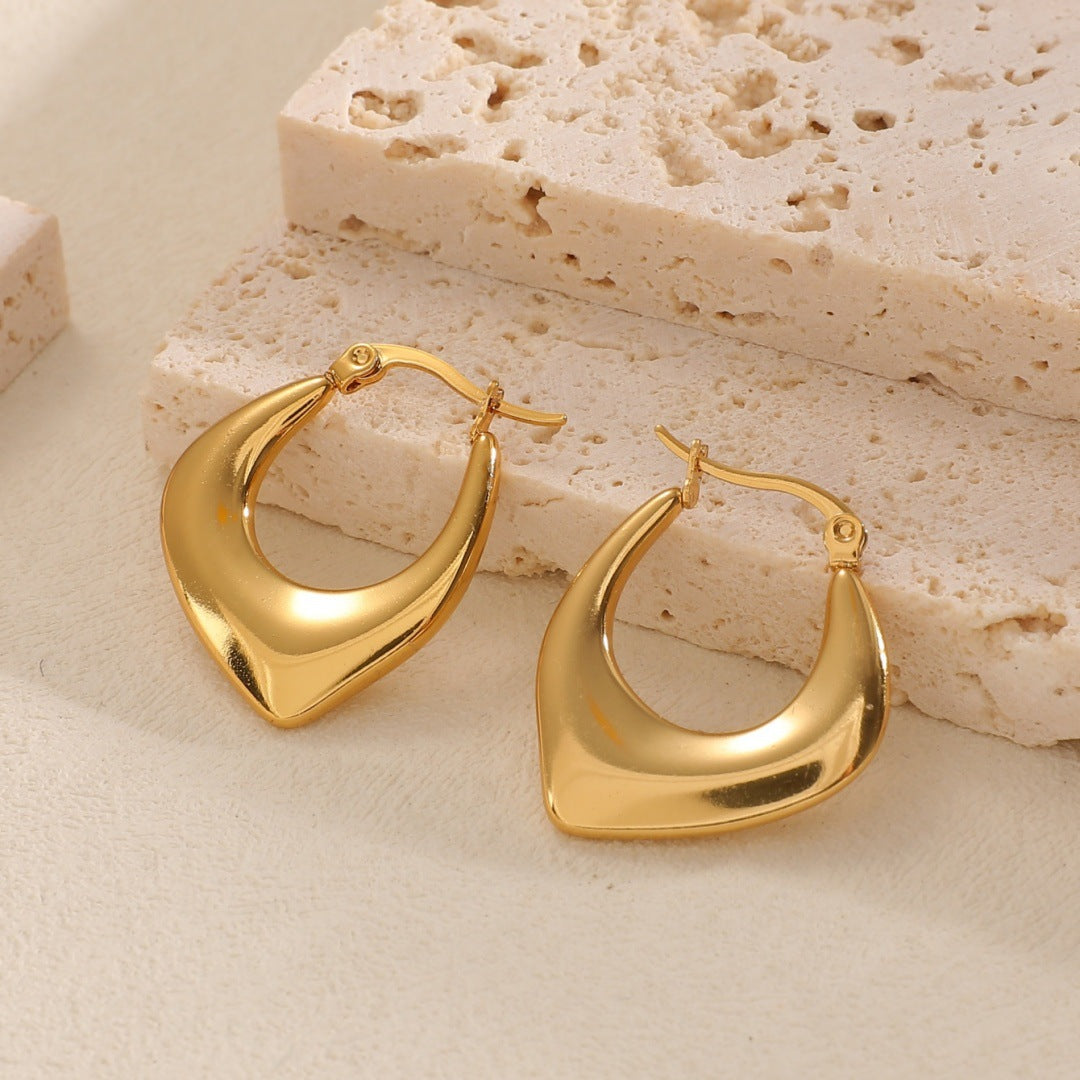 Women's Hanging Earrings with Integrated, Textured Design Hapa Style
