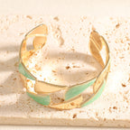 Women's Open Bangle with Elegant Leaf Design Hapa Style