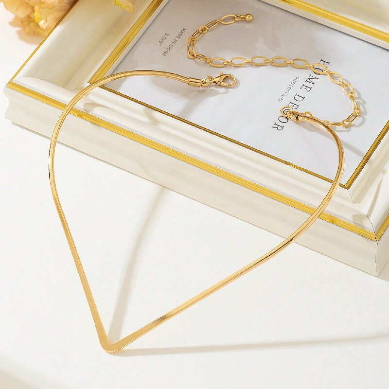 Women Choker Necklace with Modern V Design Hapa Style