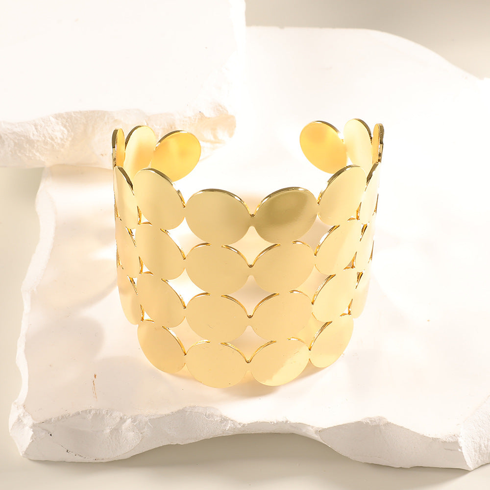 Women Open Bangle with Artistic Relief Design Hapa Style