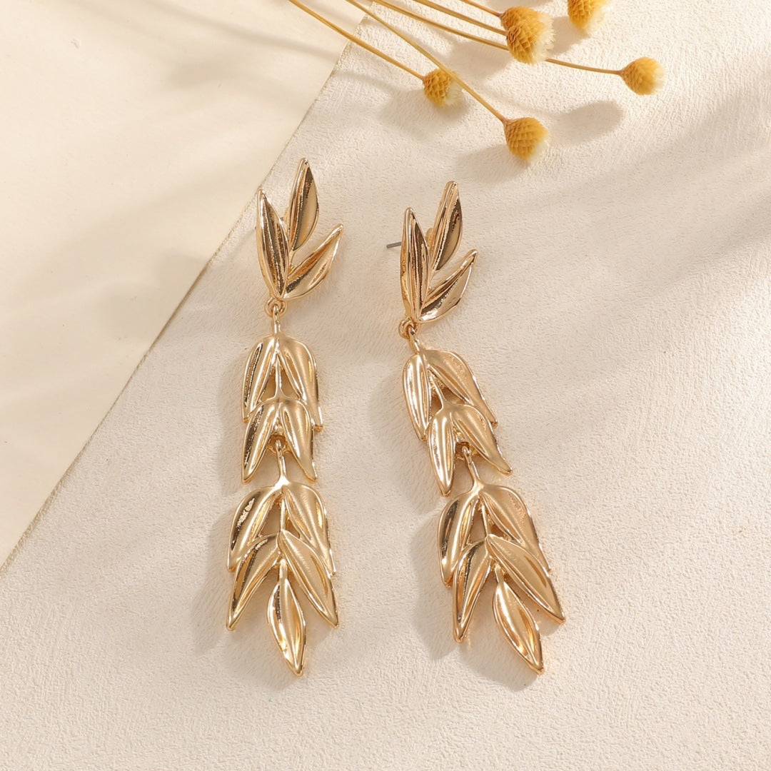 Women's Hanging Earrings with Elegant Leaf Design Hapa Style