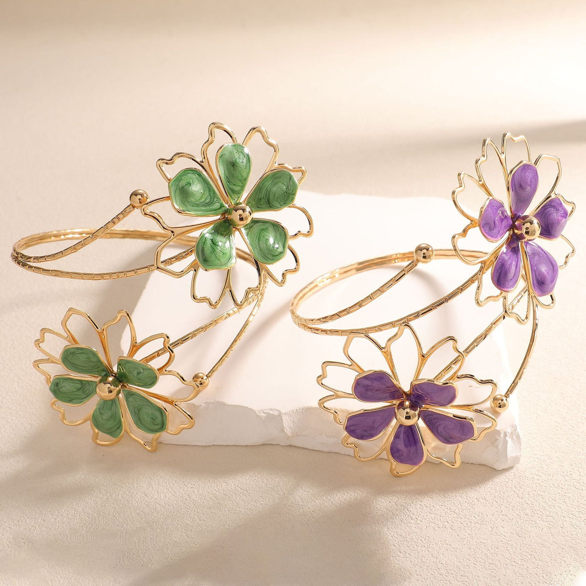 Ladies bracelet with artistic flower design Hapa Style