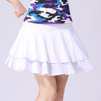 Women's Sporty Double-Layered Flared Skirt Blended Fabric Dance Skort