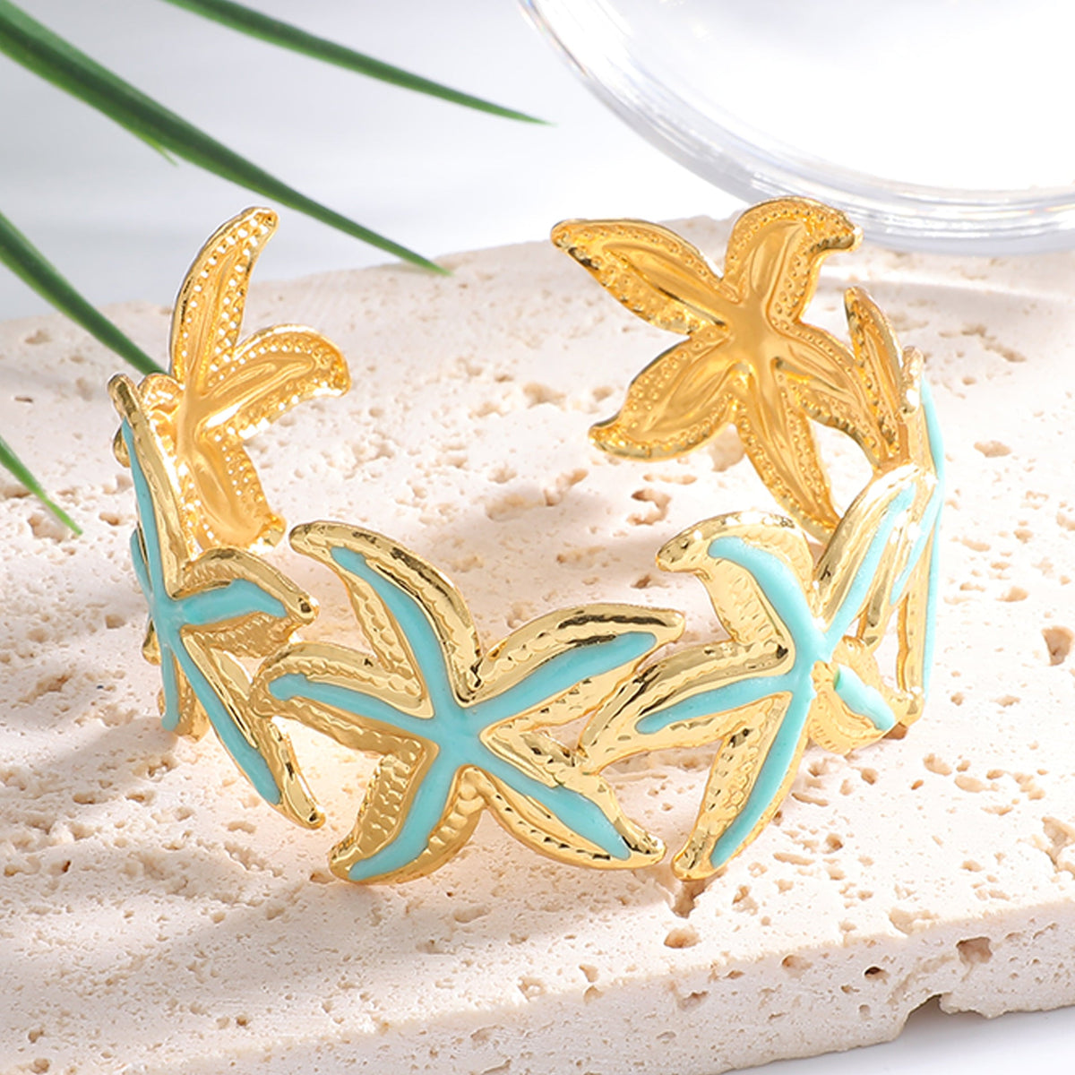 Ladies Open Cuff Bracelet with Expressive Star Motif Hapa Style