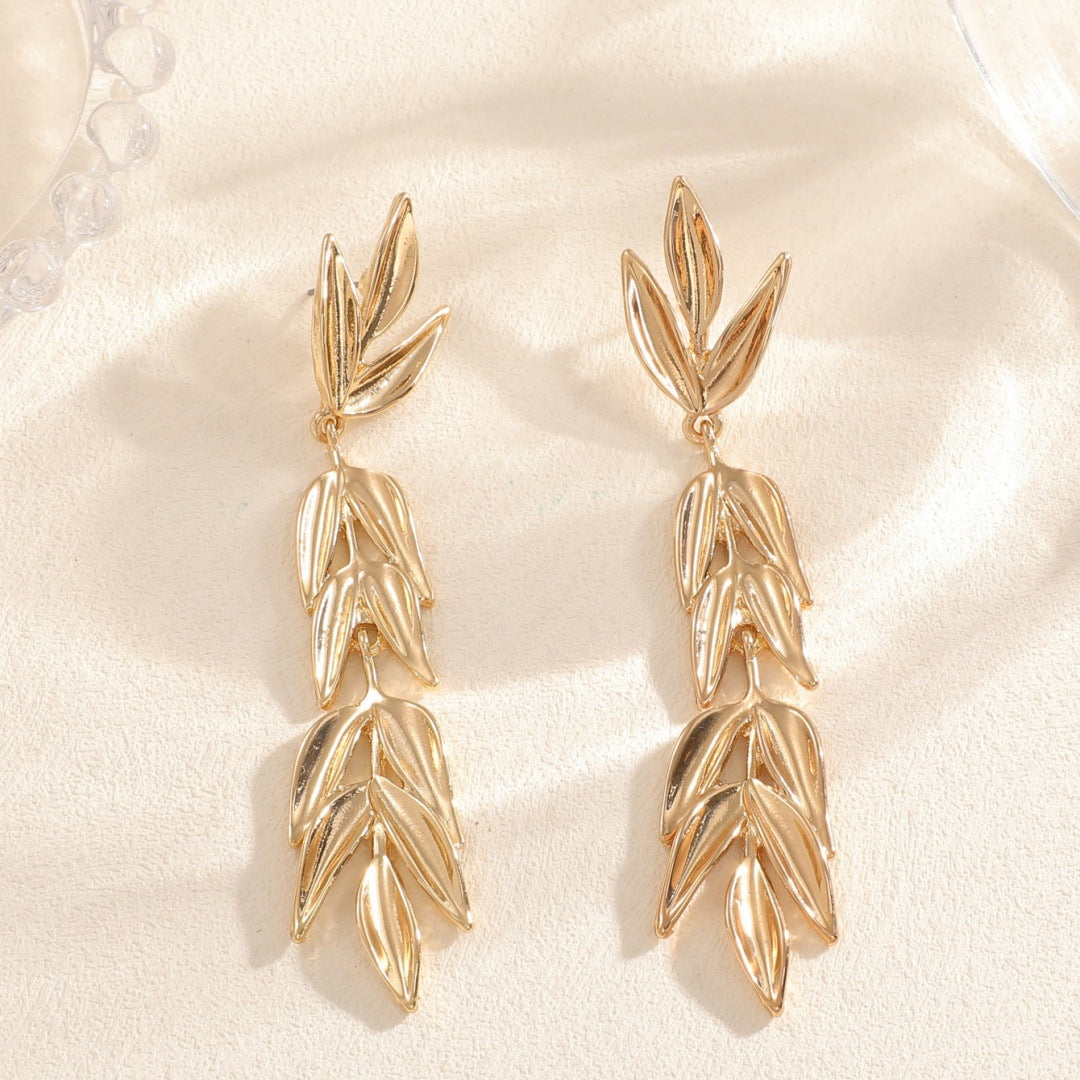 Women's Hanging Earrings with Elegant Leaf Design Hapa Style