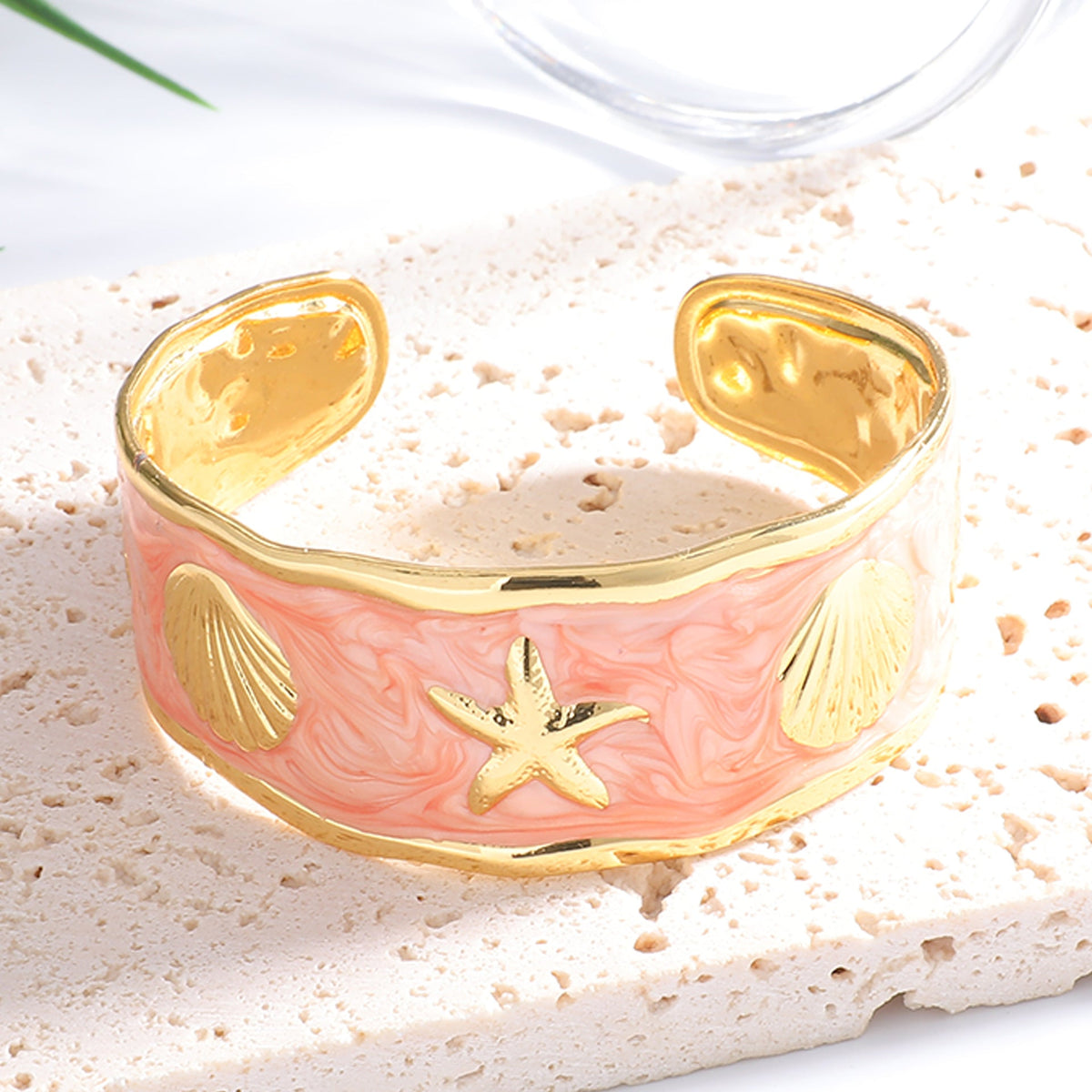 Women's Bangle with Maritime Shell and Starfish Design Hapa Style