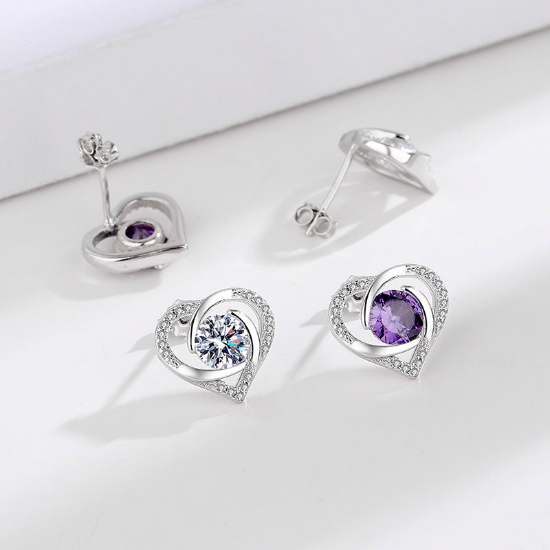 Ladies earrings in elegant heart design with shimmering zirconia Hapa Style