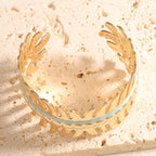 Women Open Bangle in Elegant Leaf Design Hapa Style