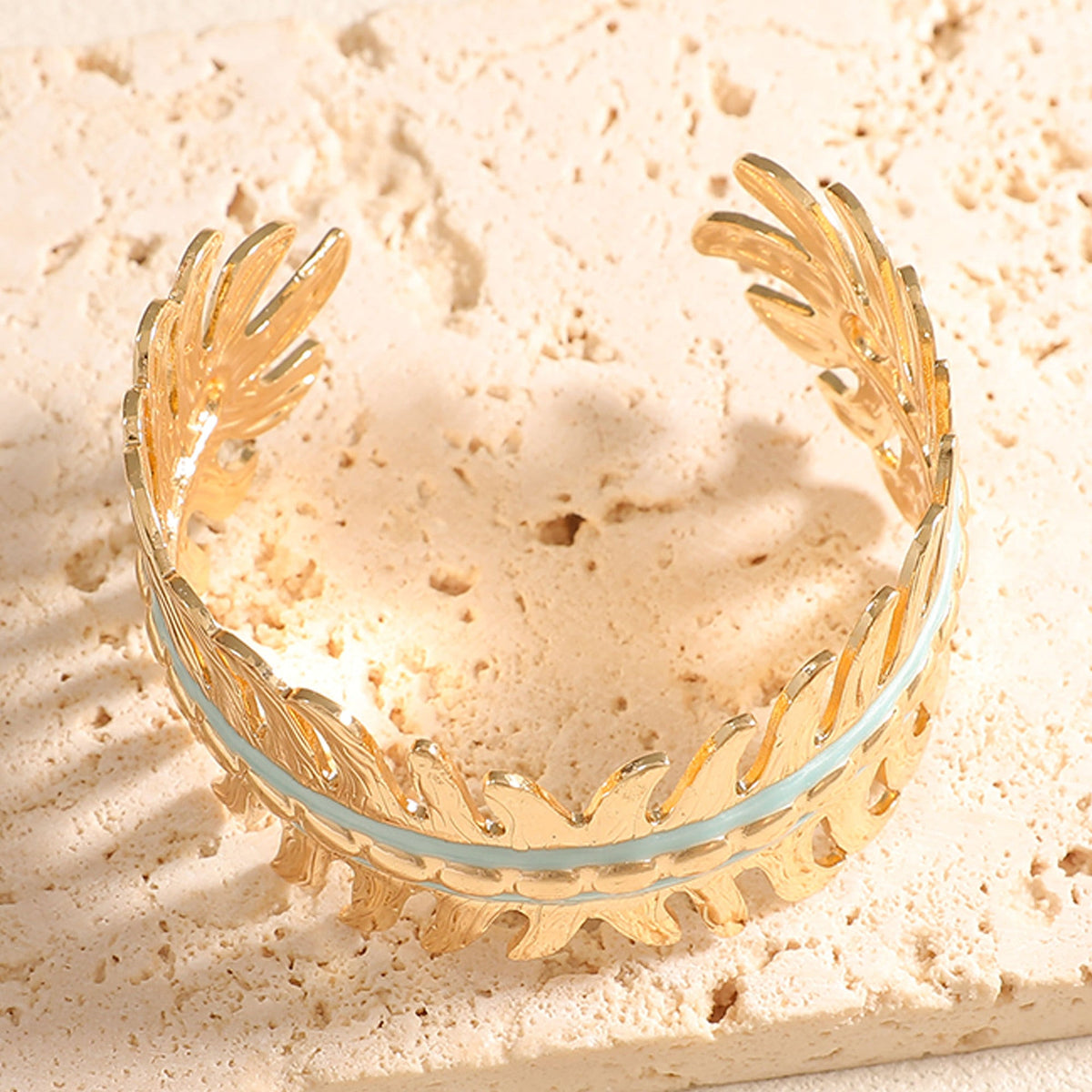 Women Open Bangle in Elegant Leaf Design Hapa Style