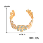 Women Open Bangle in Elegant Leaf Design Hapa Style