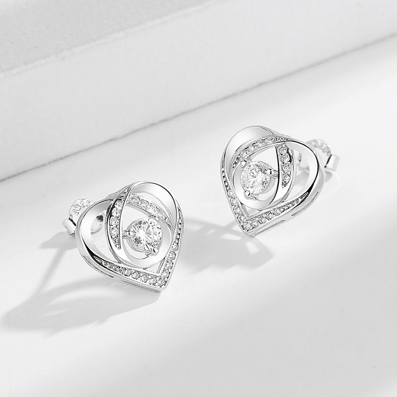 Women's earrings in elegant heart design with sparkling zirconia Hapa Style