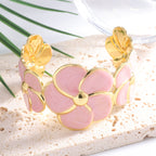 Ladies cuff bracelet with elaborate flower pattern Hapa Style