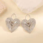 Ladies Heart-Shaped Earrings with Sparkling Zircon Decorations Hapa Style