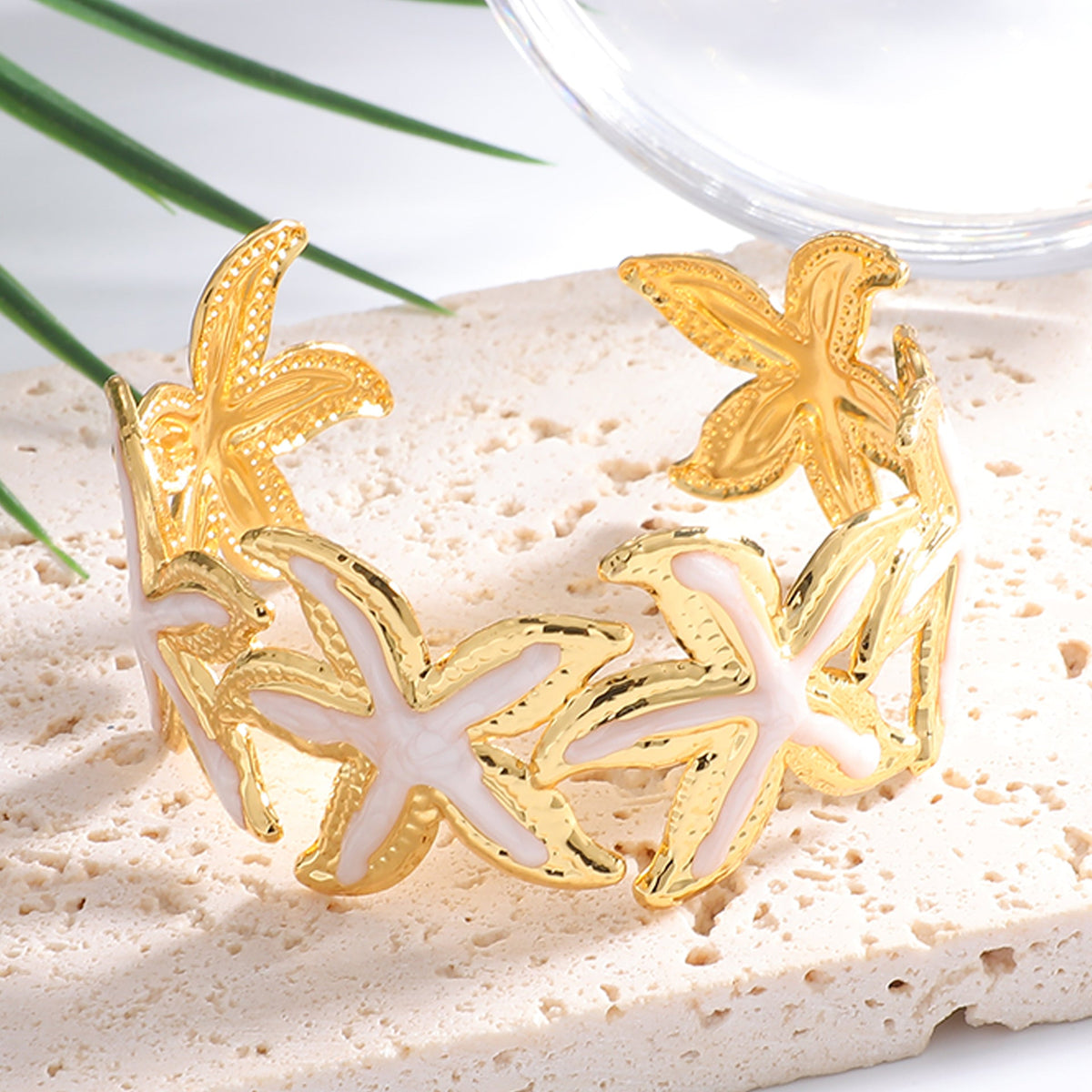 Ladies Open Cuff Bracelet with Expressive Star Motif Hapa Style