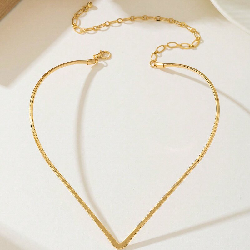 Women Choker Necklace with Modern V Design Hapa Style