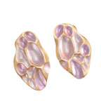 Ladies ear clips with elaborate, colorful shell design Hapa Style