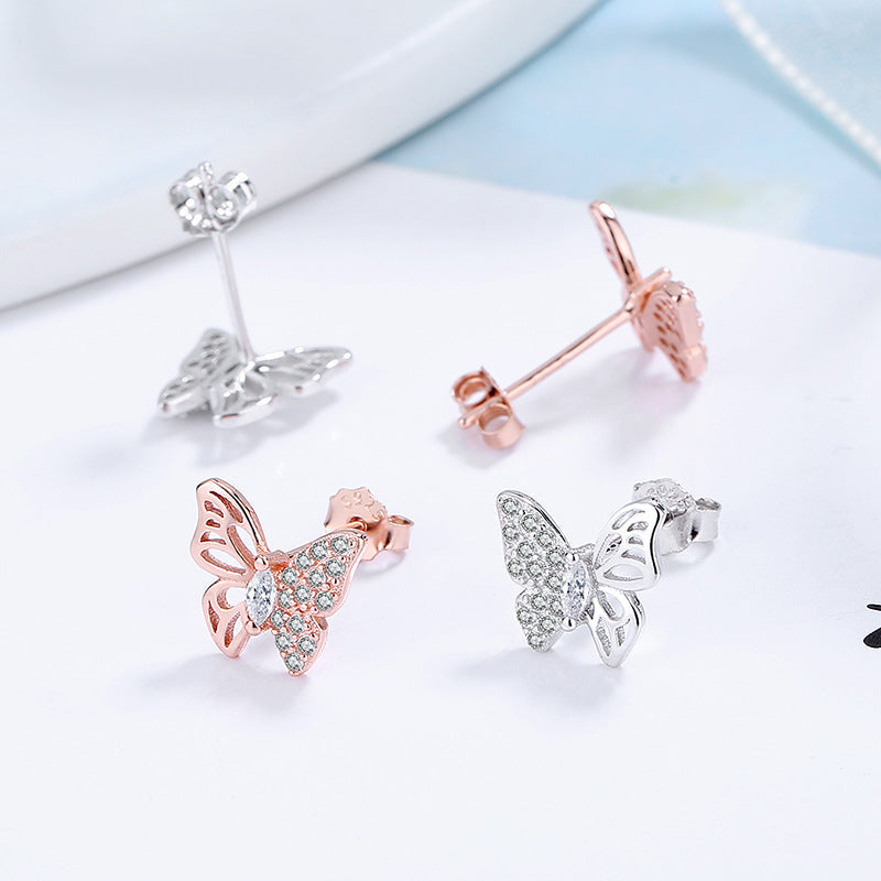 Ladies earrings in an elegant butterfly design with sparkling zirconia Hapa Style