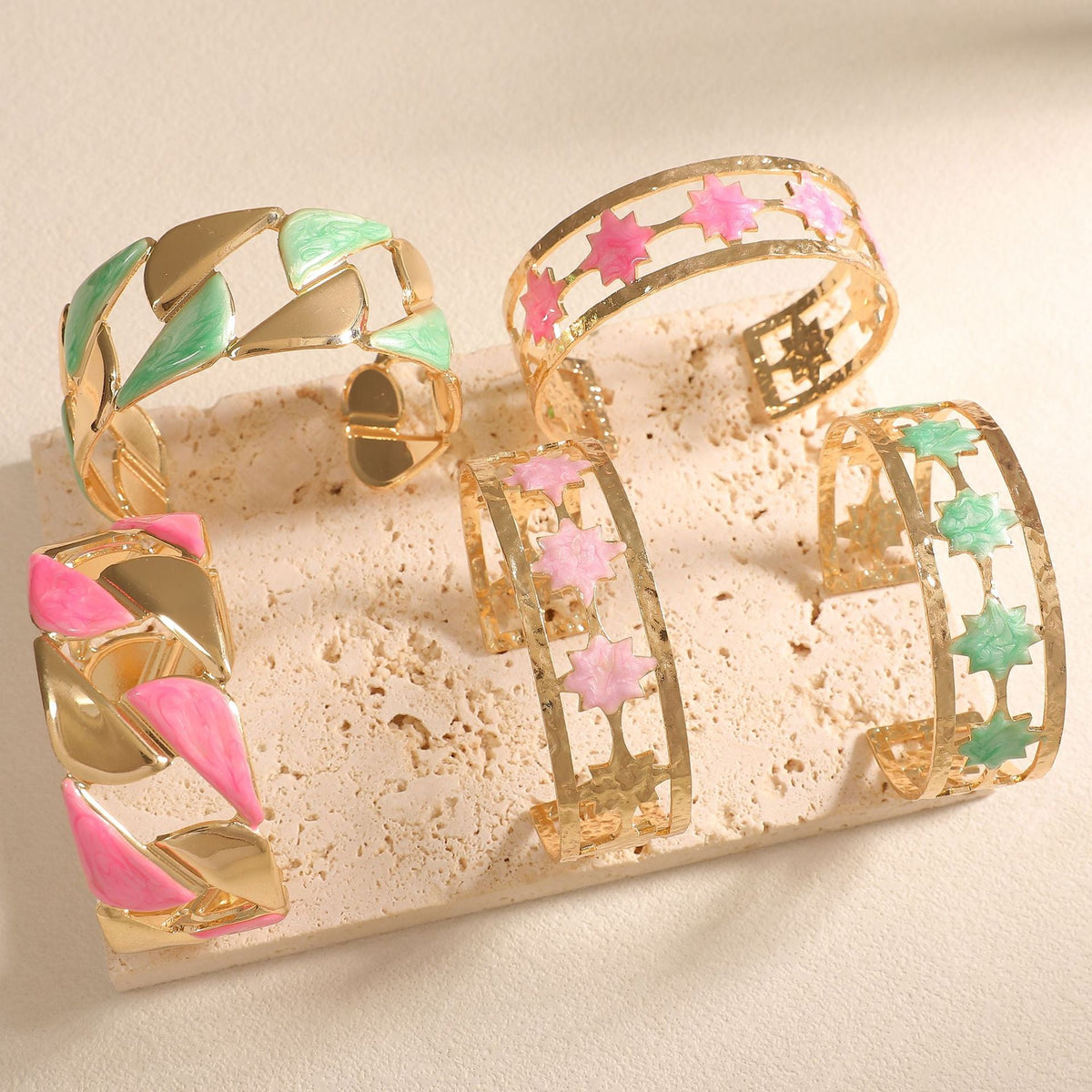 Women's Open Bangle with Elegant Leaf Design Hapa Style