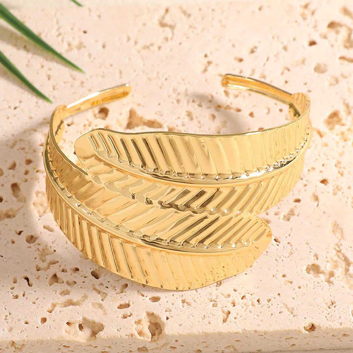 Ladies Open Bangle with Artistic Coral Pattern Hapa Style