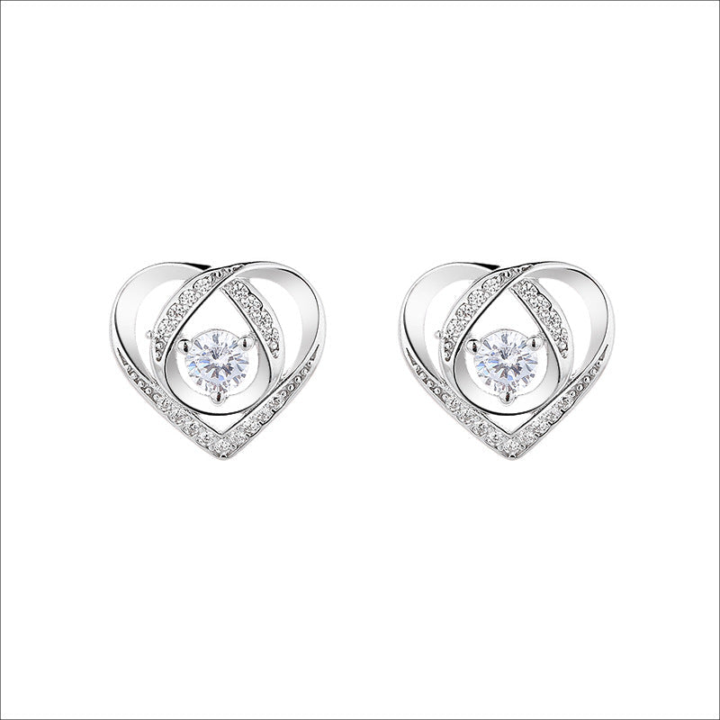 Women's earrings in elegant heart design with sparkling zirconia Hapa Style