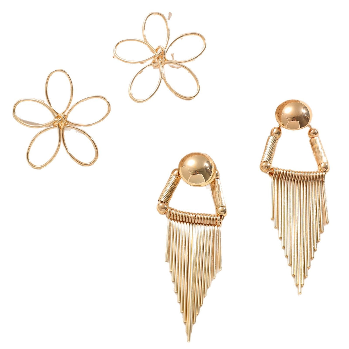 Ladies Hanging Earrings in Artistic Flower Design Hapa Style
