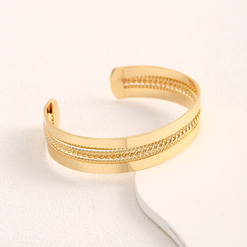 Ladies Open Bangle with Elegant Structure Design Hapa Style