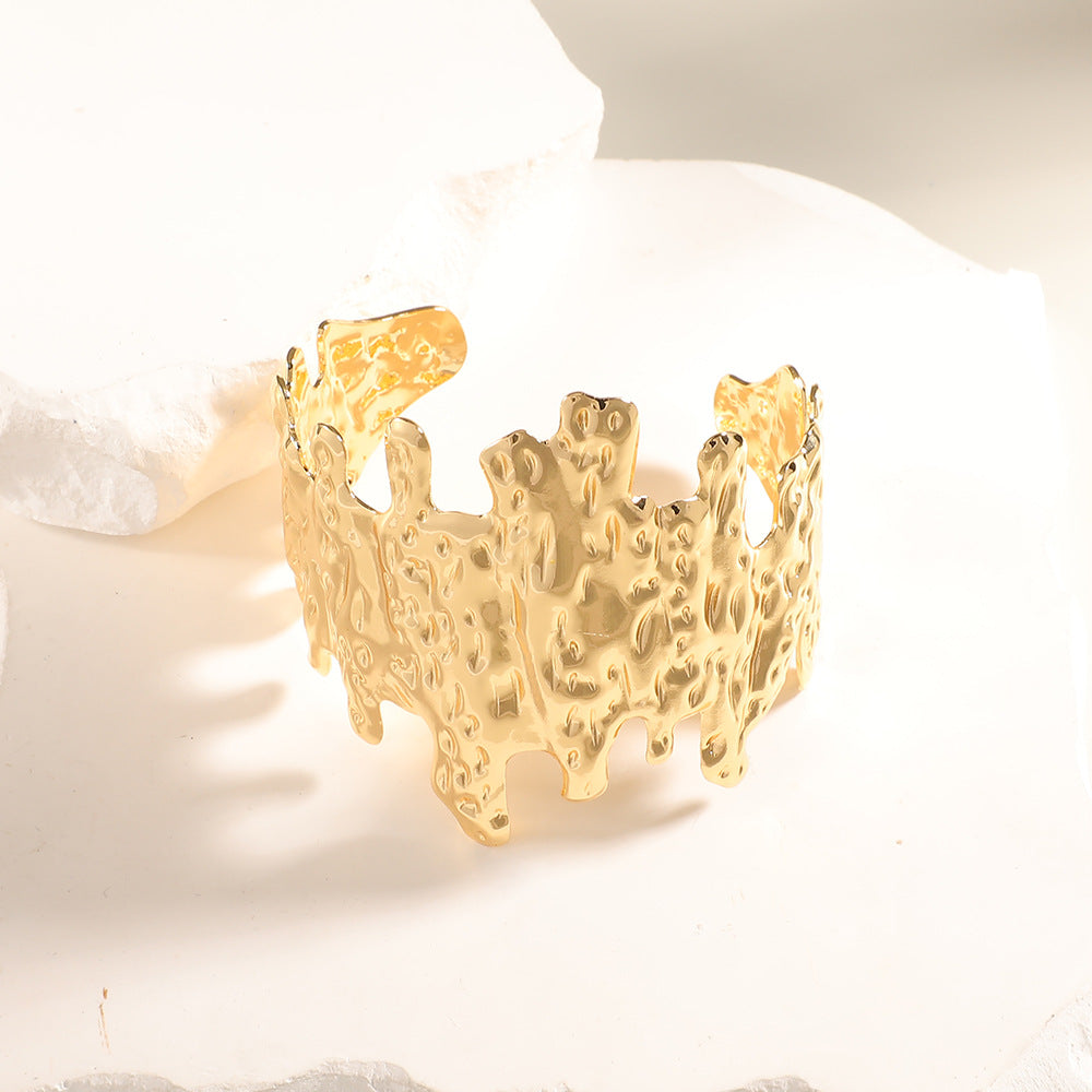 Women Open Bangle with Artistic Relief Design Hapa Style