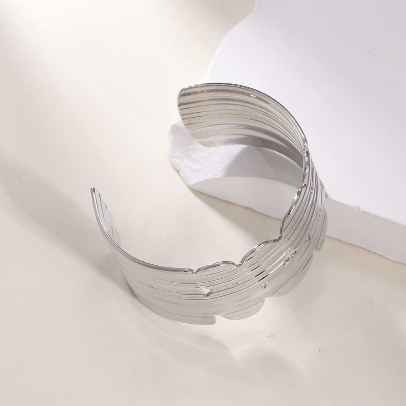 Women's Open Bangle with Elegant Wave Design Hapa Style