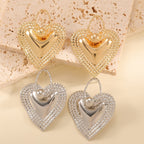 Ladies Heart-Shaped Earrings with Sparkling Zircon Decorations Hapa Style