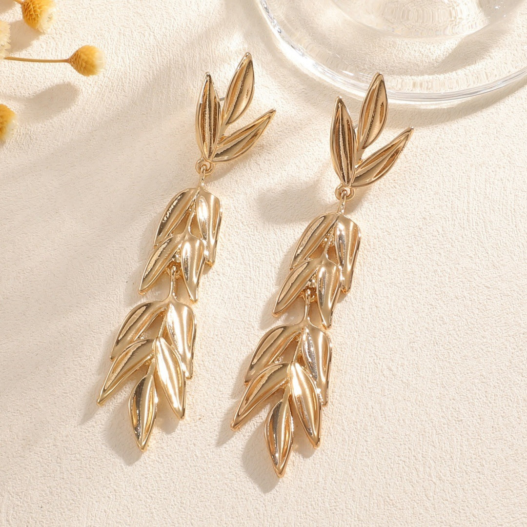 Women's Hanging Earrings with Elegant Leaf Design Hapa Style