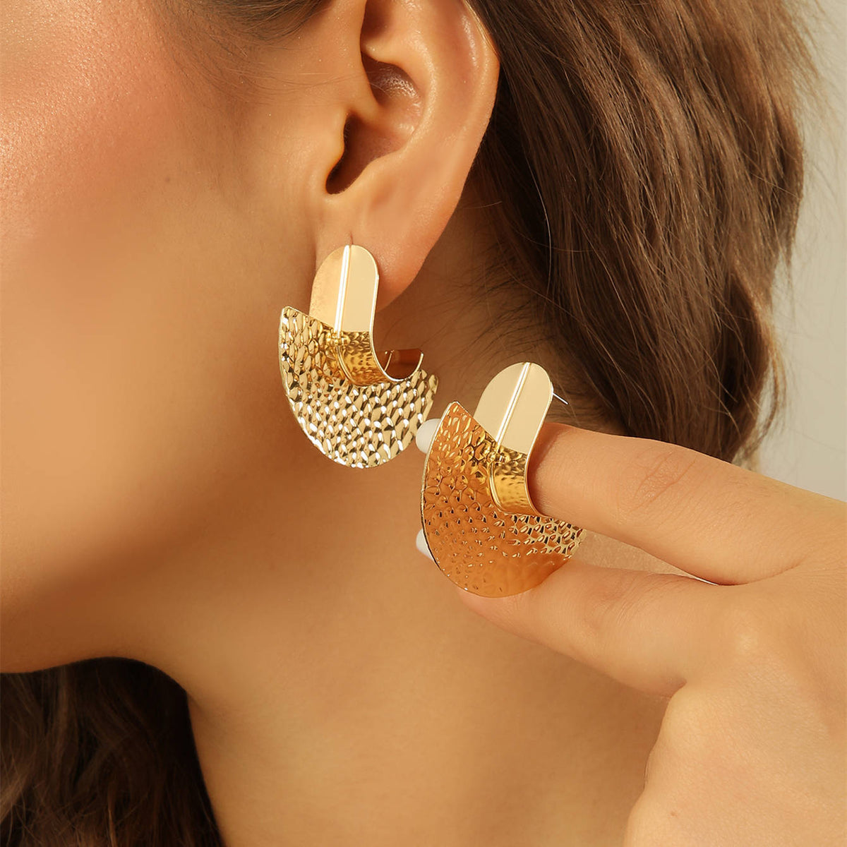Women's Hanging Earrings with Artistic, Textured Design Hapa Style