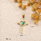 Ladies cross pendant with heart-shaped design and sparkling accents Hapa Style