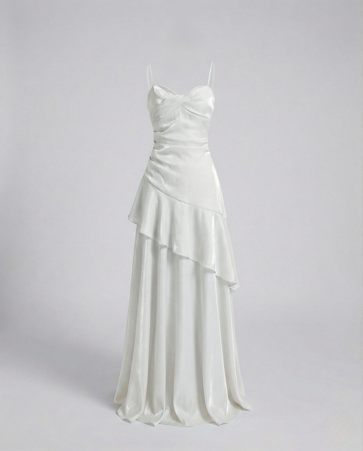 Ladies Satin Evening Dress with Heart Neckline