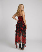 Women's Playful Mini Dress with Asymmetrical Cut and Exciting Floral Design
