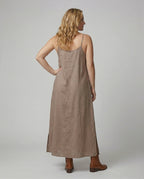 Women’s Maxi Dress with Casual V-Neck and Side Pockets