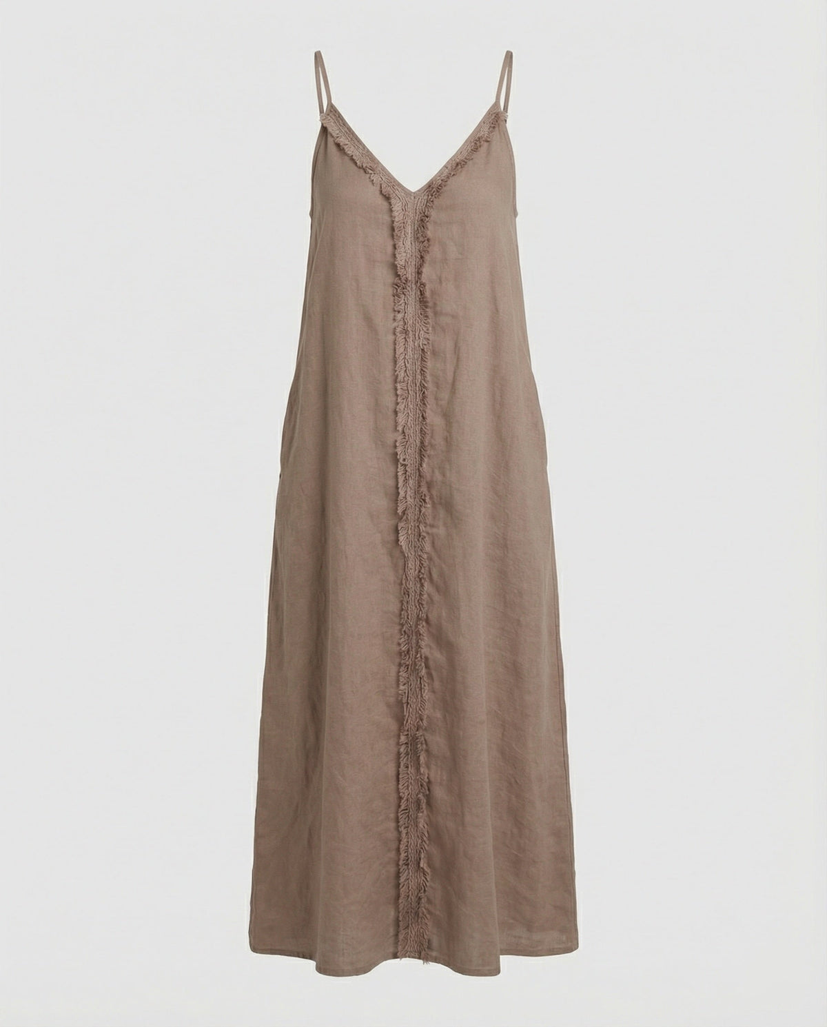 Women’s Maxi Dress with Casual V-Neck and Side Pockets