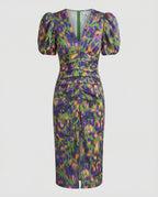 Women's evening dress with voluminous puff sleeves