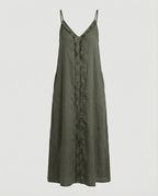 Women’s Maxi Dress with Casual V-Neck and Side Pockets